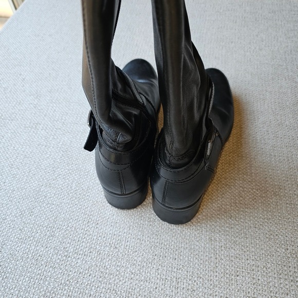 Bandelino Black Leather Tall Boots  Small Heel Lug Sole Zip Entry 10 Med - Picture 6 of 11